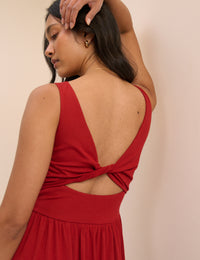 Red Jersey Evelyn Midi Dress
