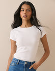 White Ribbed Jersey T-Shirt