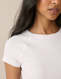 White Ribbed Jersey T-Shirt