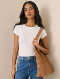 White Ribbed Jersey T-Shirt