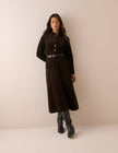 Brown Button Front Cord Lee Midi Dress