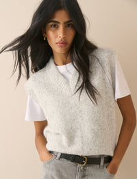 Grey Marl V Neck Knitted Vest
