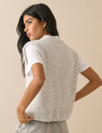 Grey Marl V Neck Knitted Vest