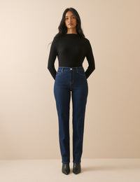 Dark Blue High Rise Golders Straight Leg Jeans