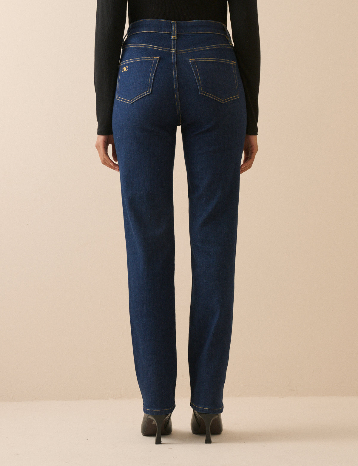 Dark Blue High Rise Golders Straight Leg Jeans