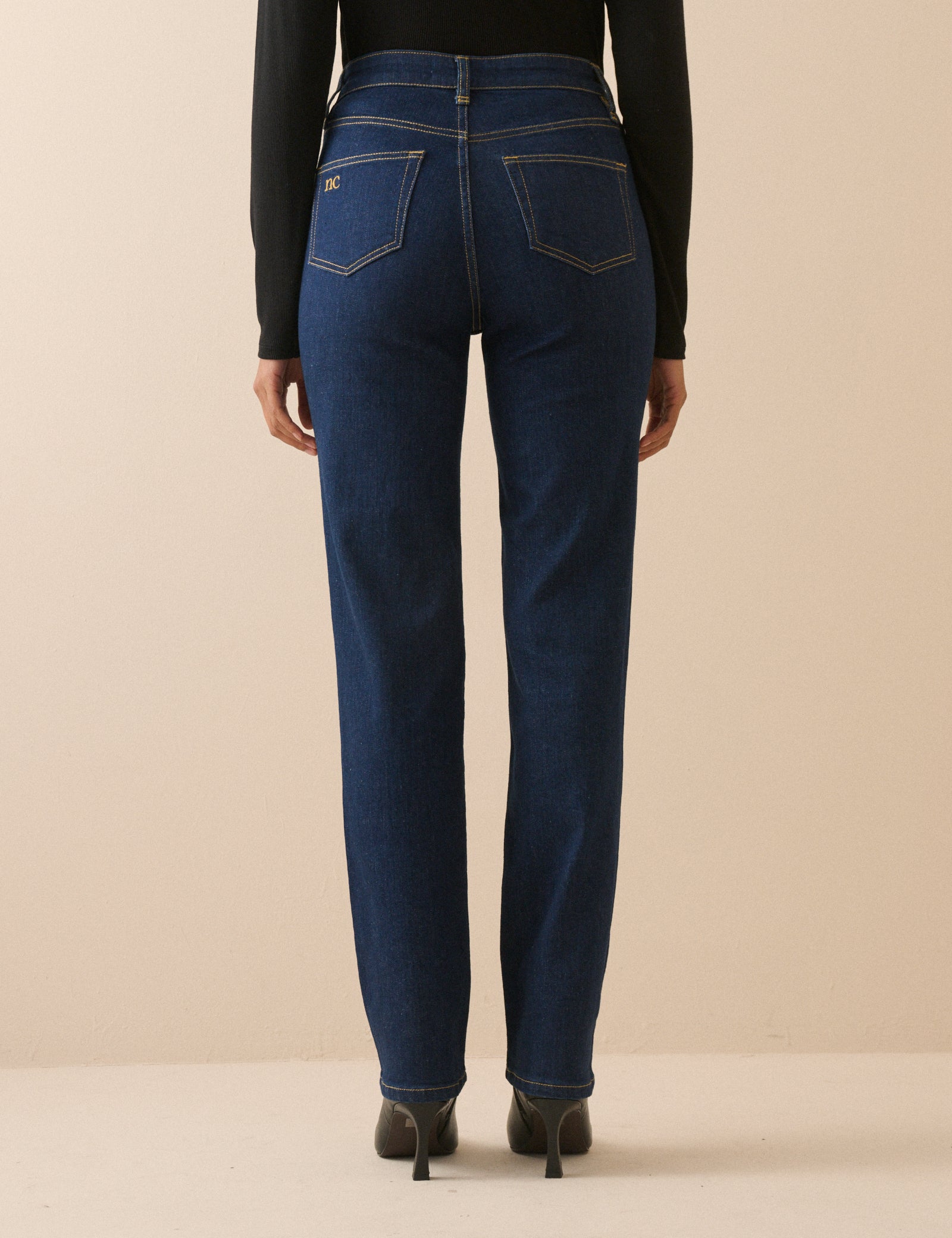 Dark Blue High Rise Golders Straight Leg Jeans