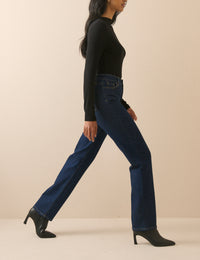 Dark Blue High Rise Golders Straight Leg Jeans