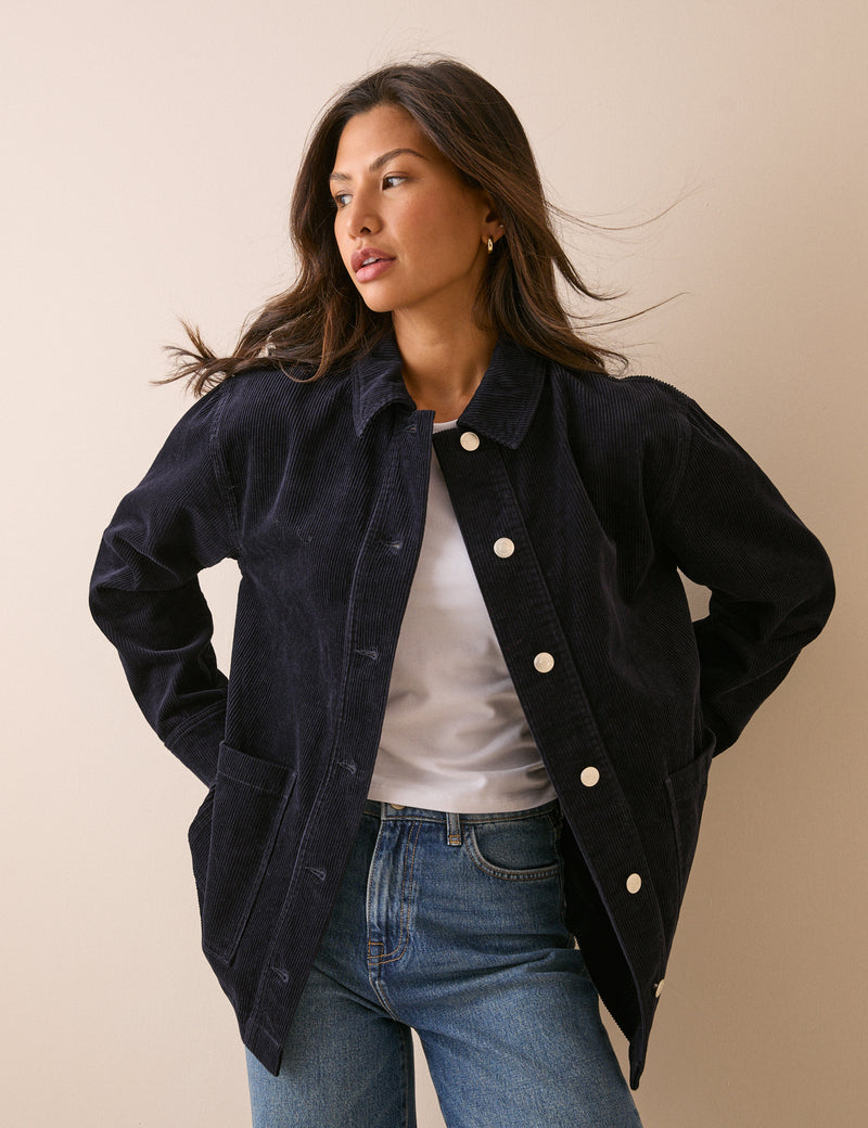 Navy Cord Shacket