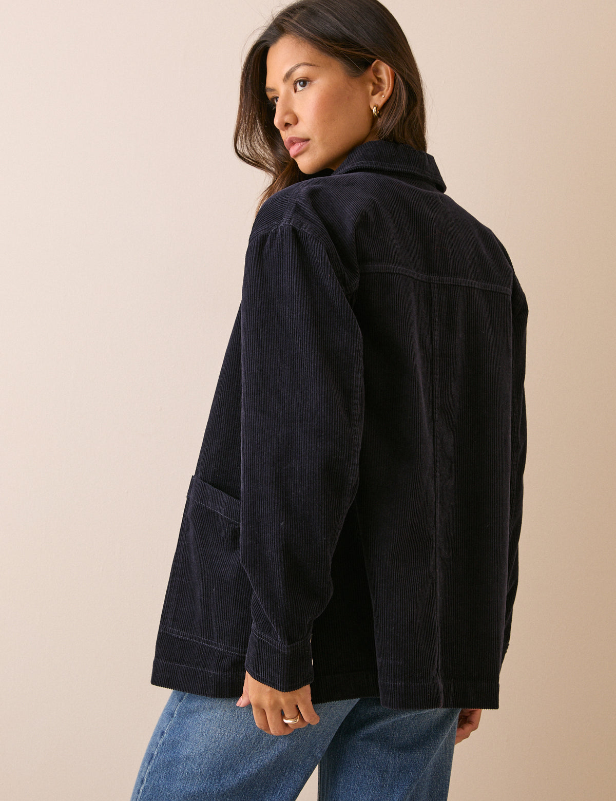 Navy Cord Shacket