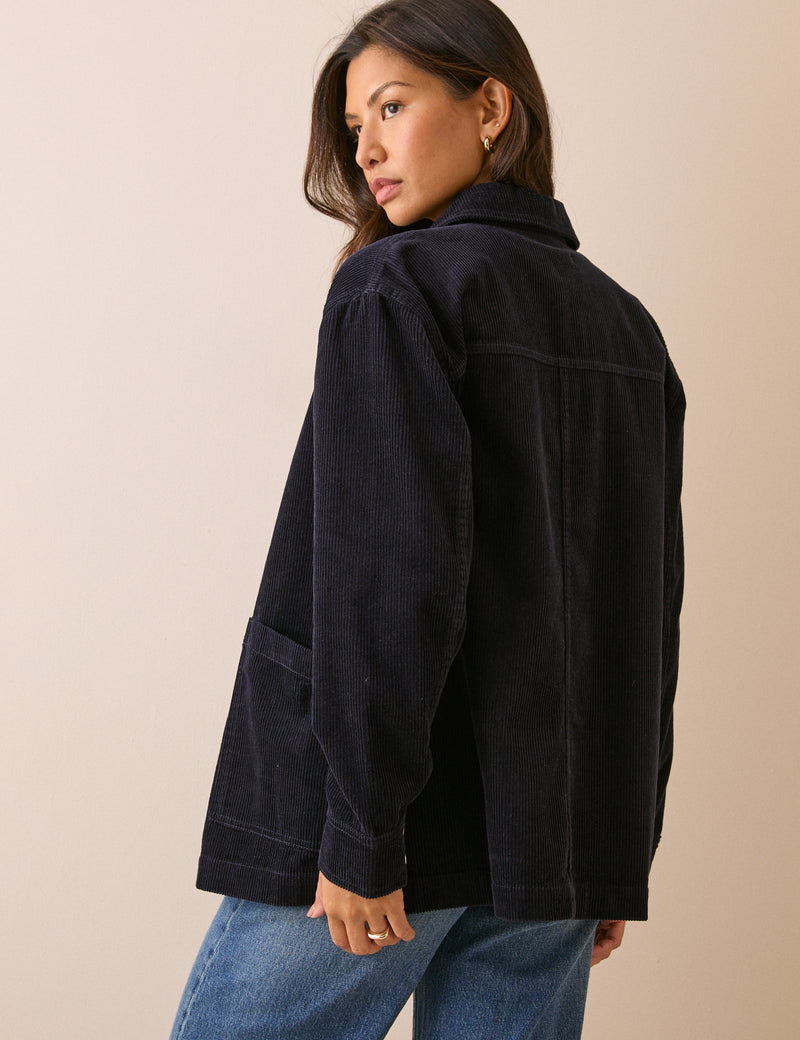 Navy Cord Shacket