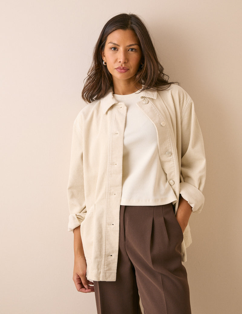 Cream Cord Shacket