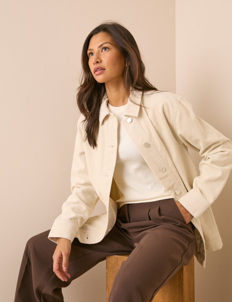 Cream Cord Shacket
