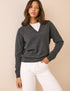 Grey and White Double Layer V-Neck Jumper