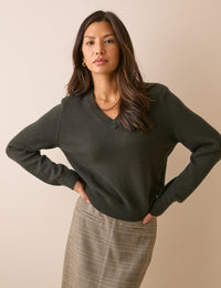 Khaki Shoulder Pad Jumper
