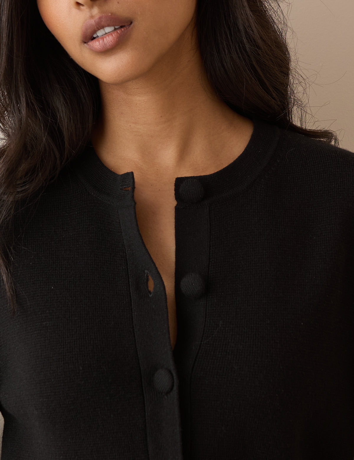 Black Fringe Hem Wool Blend Jumper