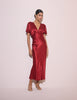 Red V-Neck Satin Grace Midi Dress