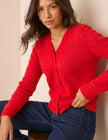Red Shoulder Pad Knitted Jumper