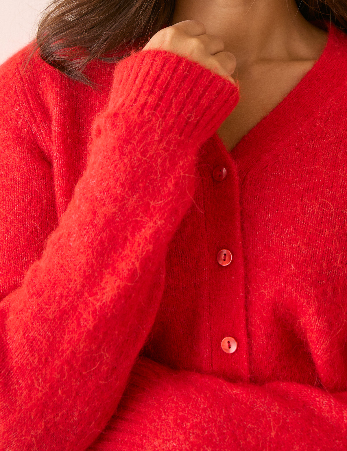 Red Shoulder Pad Knitted Jumper