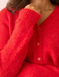 Red Shoulder Pad Knitted Jumper