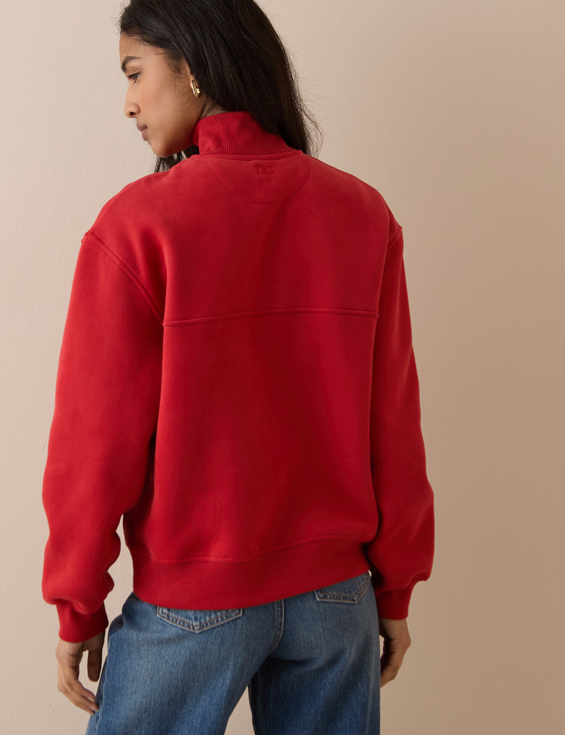 Red Quarter Zip Sweatshirt
