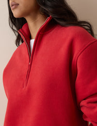 Red Quarter Zip Sweatshirt