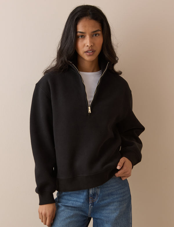 Black Funnel Neck Sweatshirt