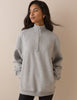 Grey Marl Quarter Zip Longline Sweatshirt