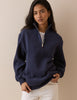 Navy Quarter Zip Longline Sweatshirt