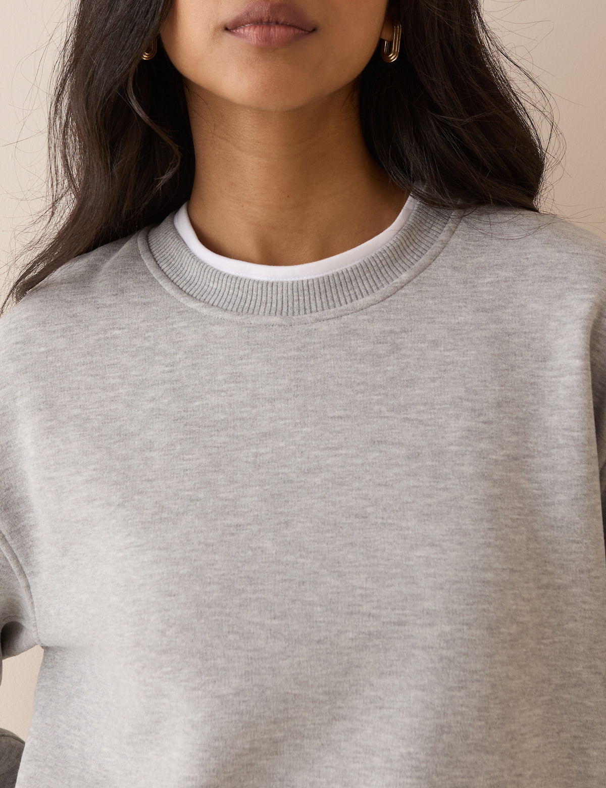 Grey Marl Ribbed Trim Jumper