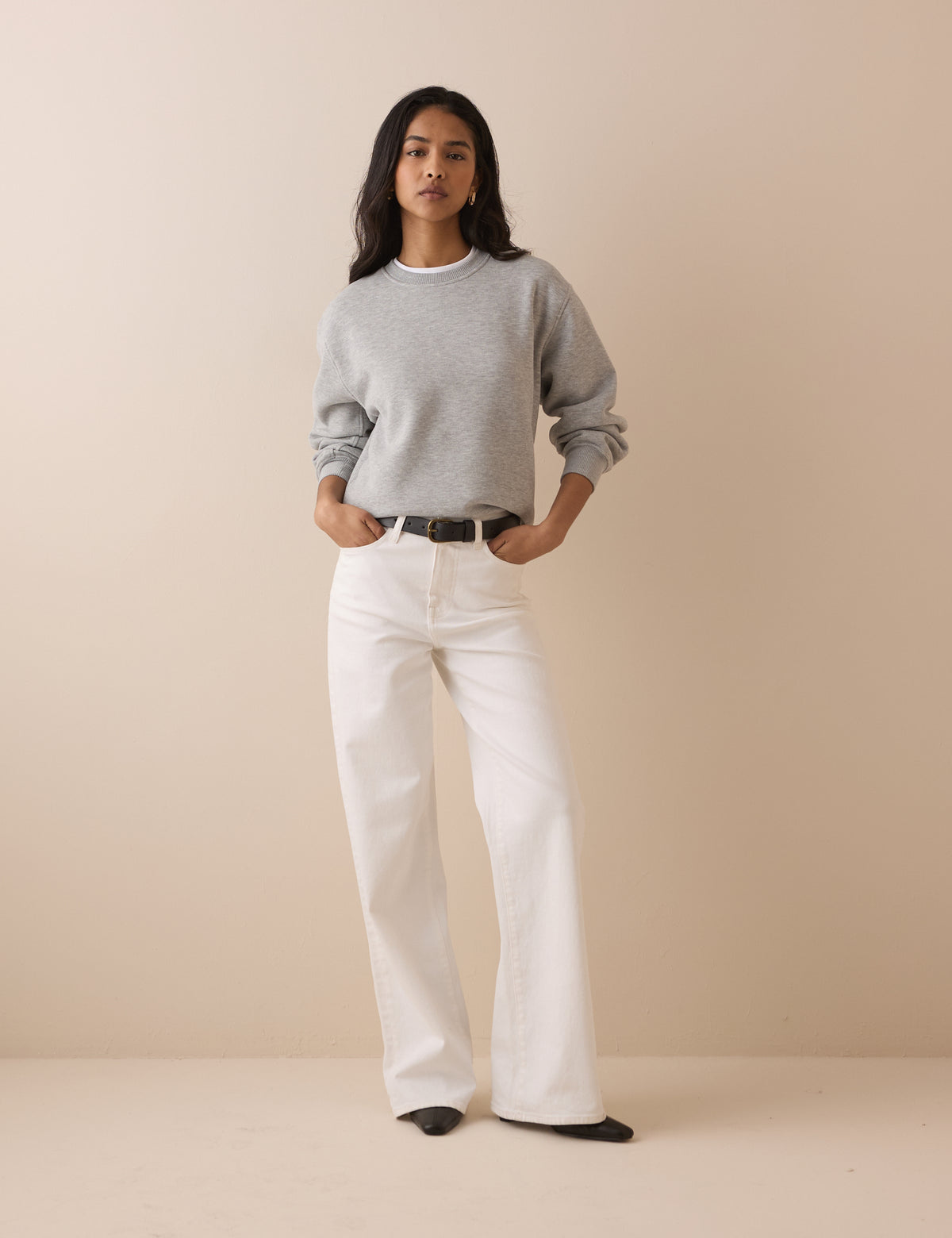 Grey Marl Ribbed Trim Jumper