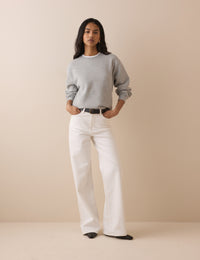 Grey Marl Ribbed Trim Jumper