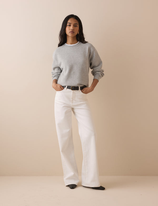 Grey Marl Ribbed Trim Jumper