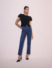 Black Button Front Velvet Top