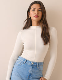 Ivory High Neck Jersey Top