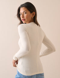 Ivory High Neck Jersey Top