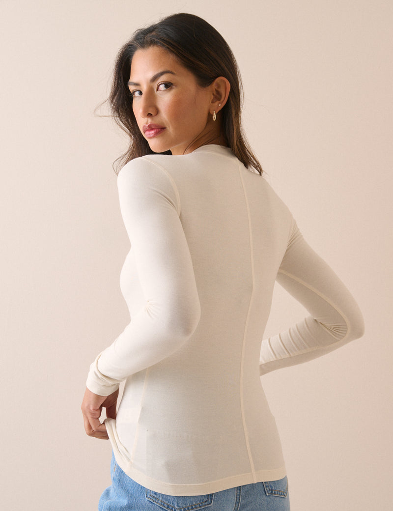 Ivory High Neck Jersey Top