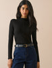 Black High Neck Jersey Top