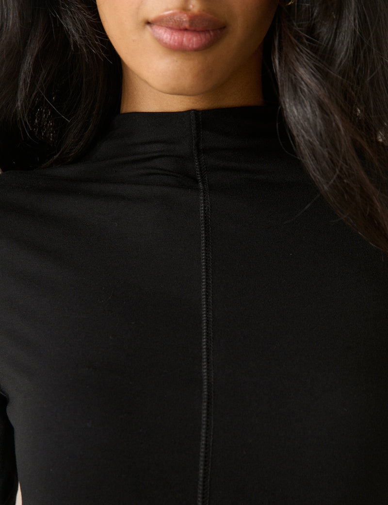 Black High Neck Jersey Top