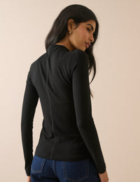 Black High Neck Jersey Top