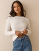 White Double Layer Trim Long Sleeve Top