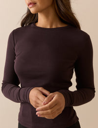 Plum Double Layer Trim Long Sleeve Top