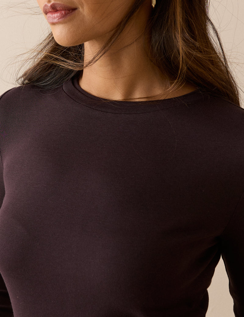 Plum Double Layer Trim Long Sleeve Top