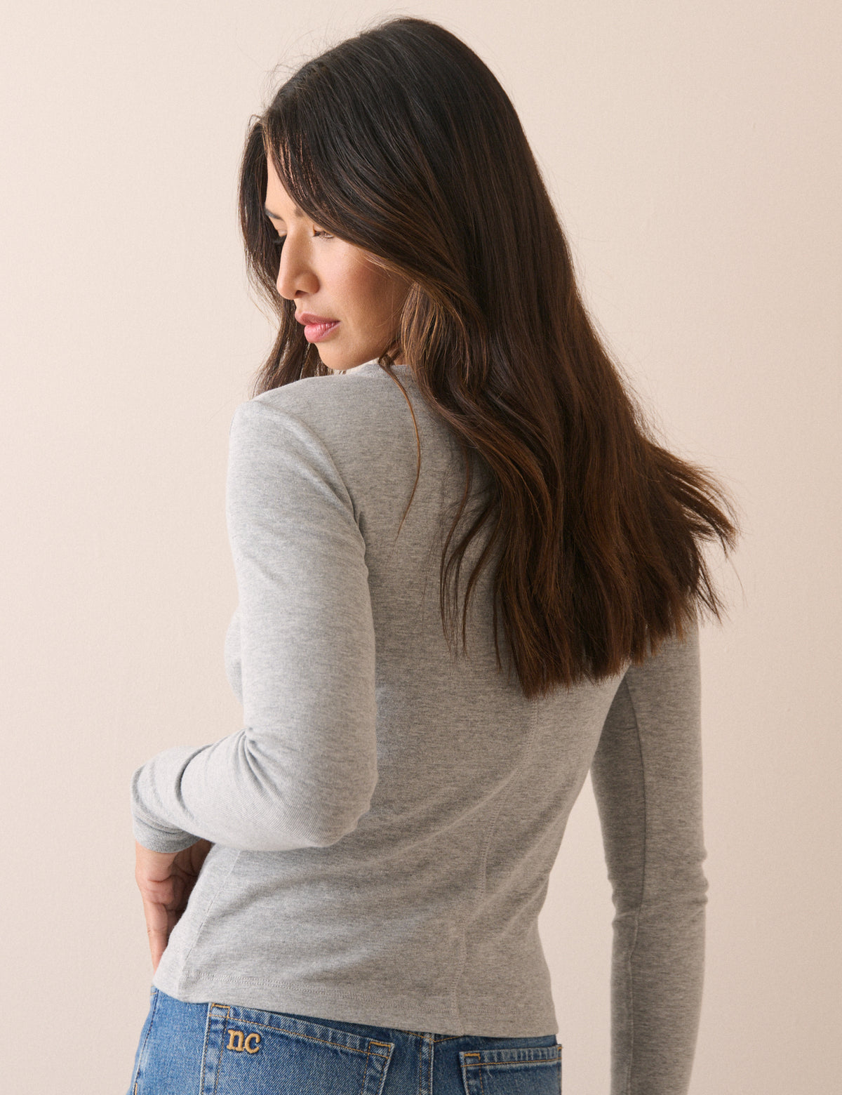 Grey Ribbed Jersey Top