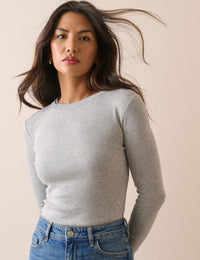 Grey Ribbed Jersey Top