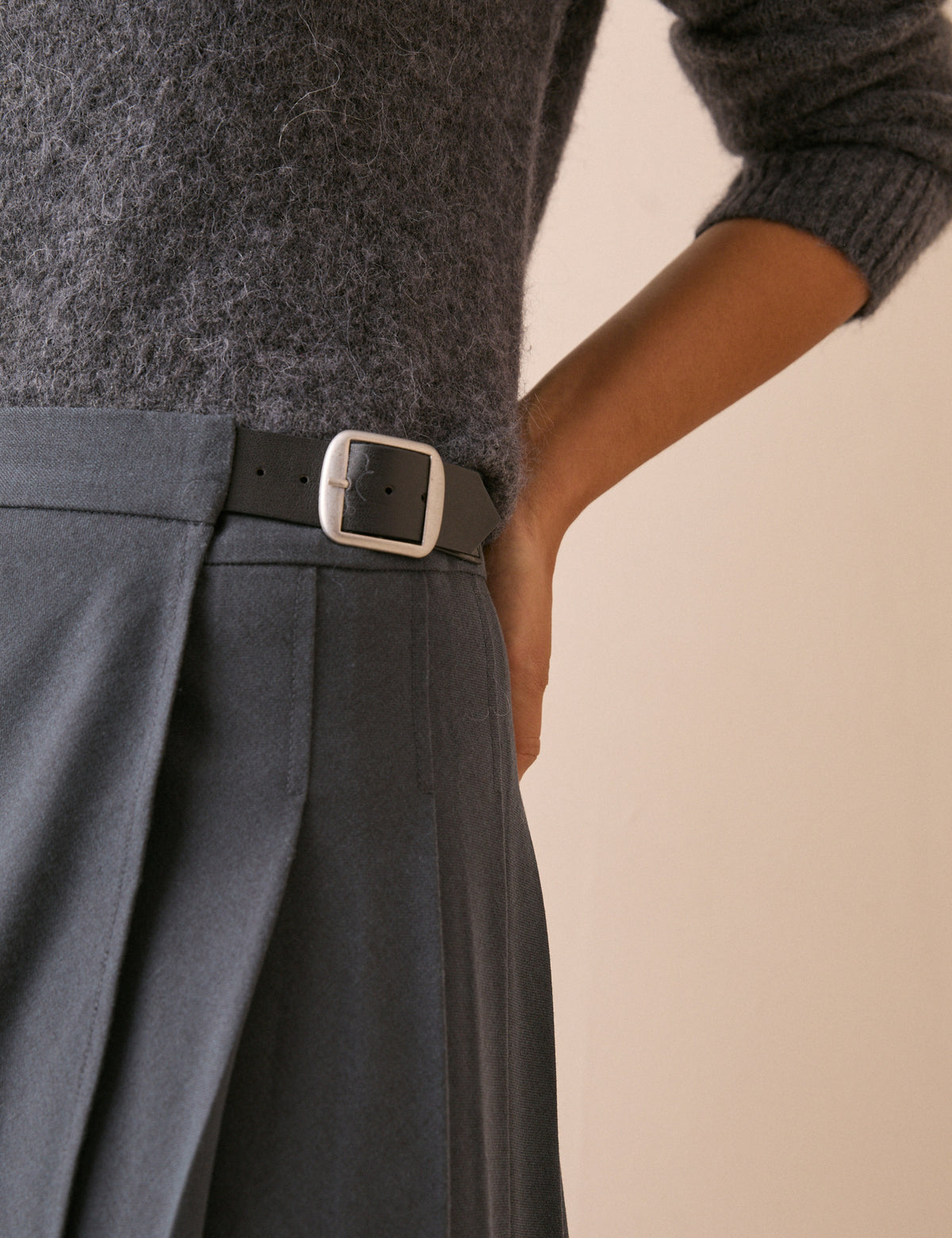 Taylor Belted Midi Kilt Skirt