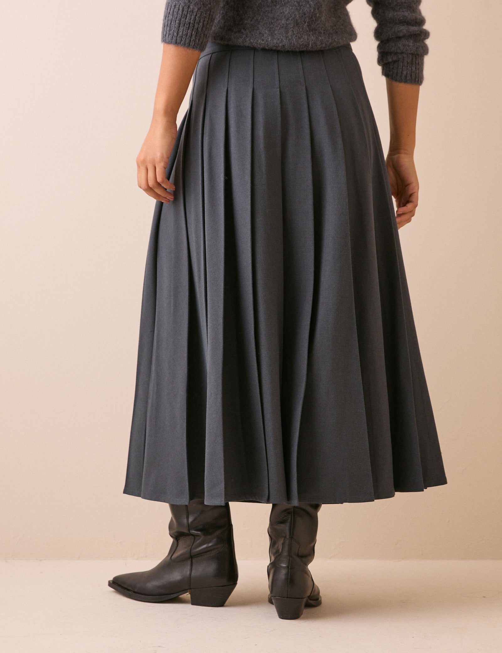Taylor Belted Midi Kilt Skirt