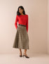 Grey Heritage Check Pleated Midi Skirt