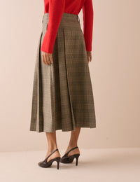 Grey Heritage Check Pleated Midi Skirt