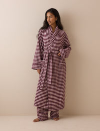 Pink Gingham Cotton Robe