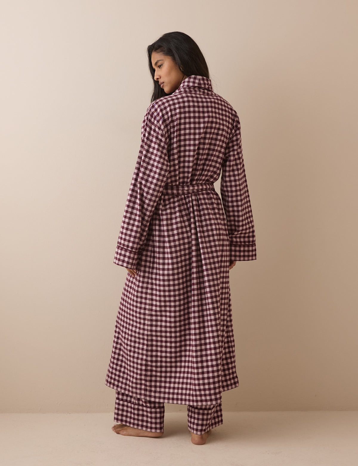 Pink Gingham Cotton Robe